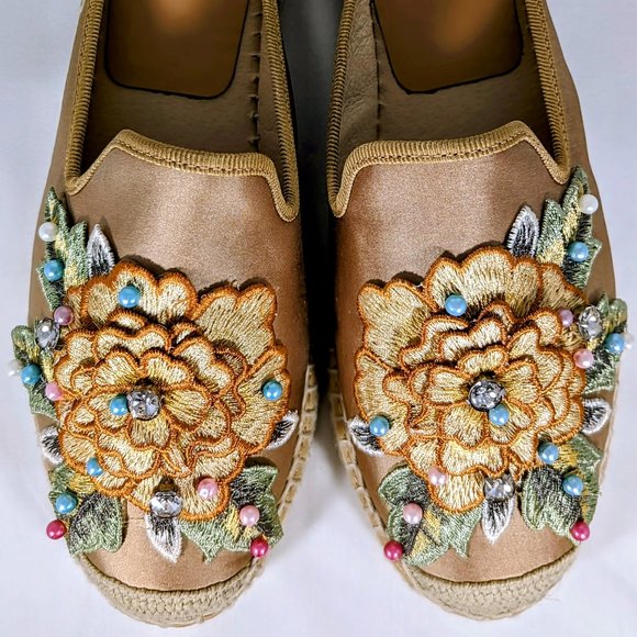 NWT Floral Embroidered Espadrilles with Beaded Embellishments, Kanna Size EU 37 - Picture 7 of 14